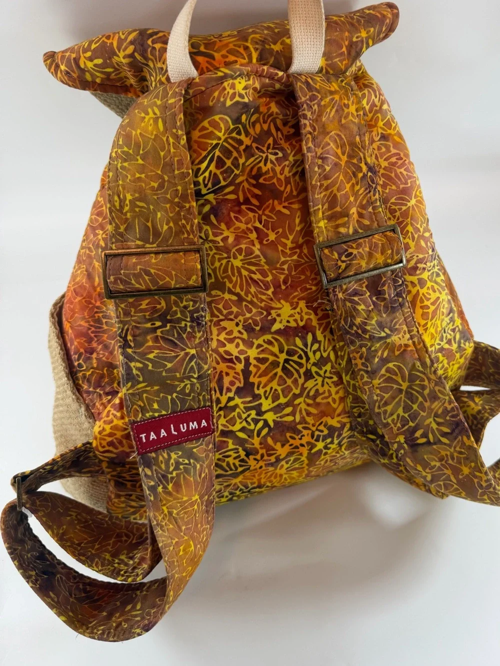 Taaluma Batik Backpack‎ Boho Cottagecore Travel Daypack Brown Floral